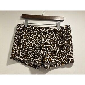 J. Crew Leopard Print Shorts Size 4 Pockets 100% Cotton Brown Summer Preppy